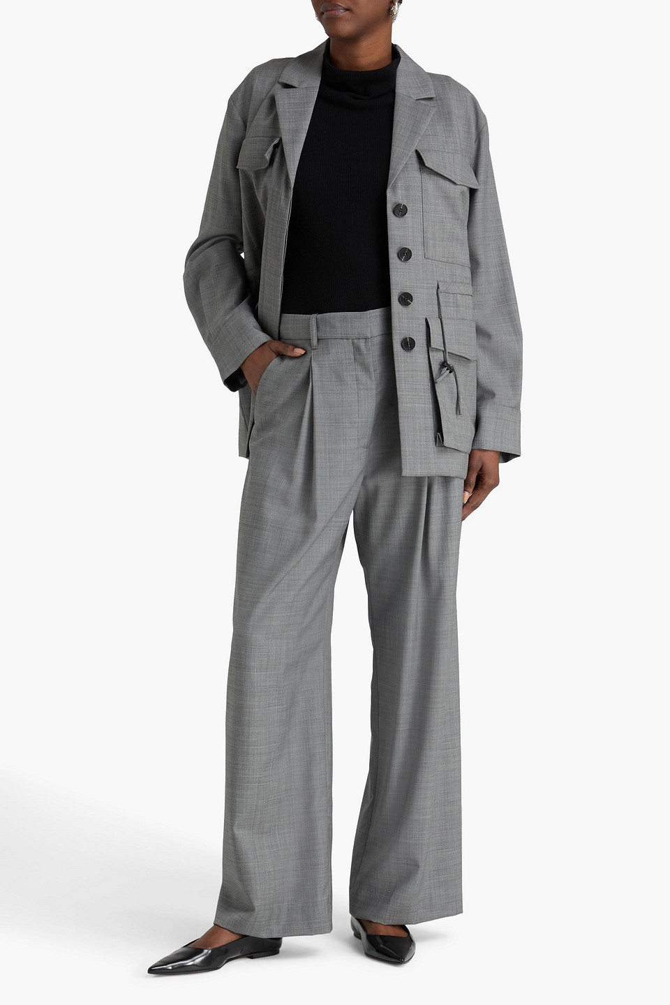 A.emery - Goddard Pleated Wool Wide-leg Pants - Gray - Uk 12 