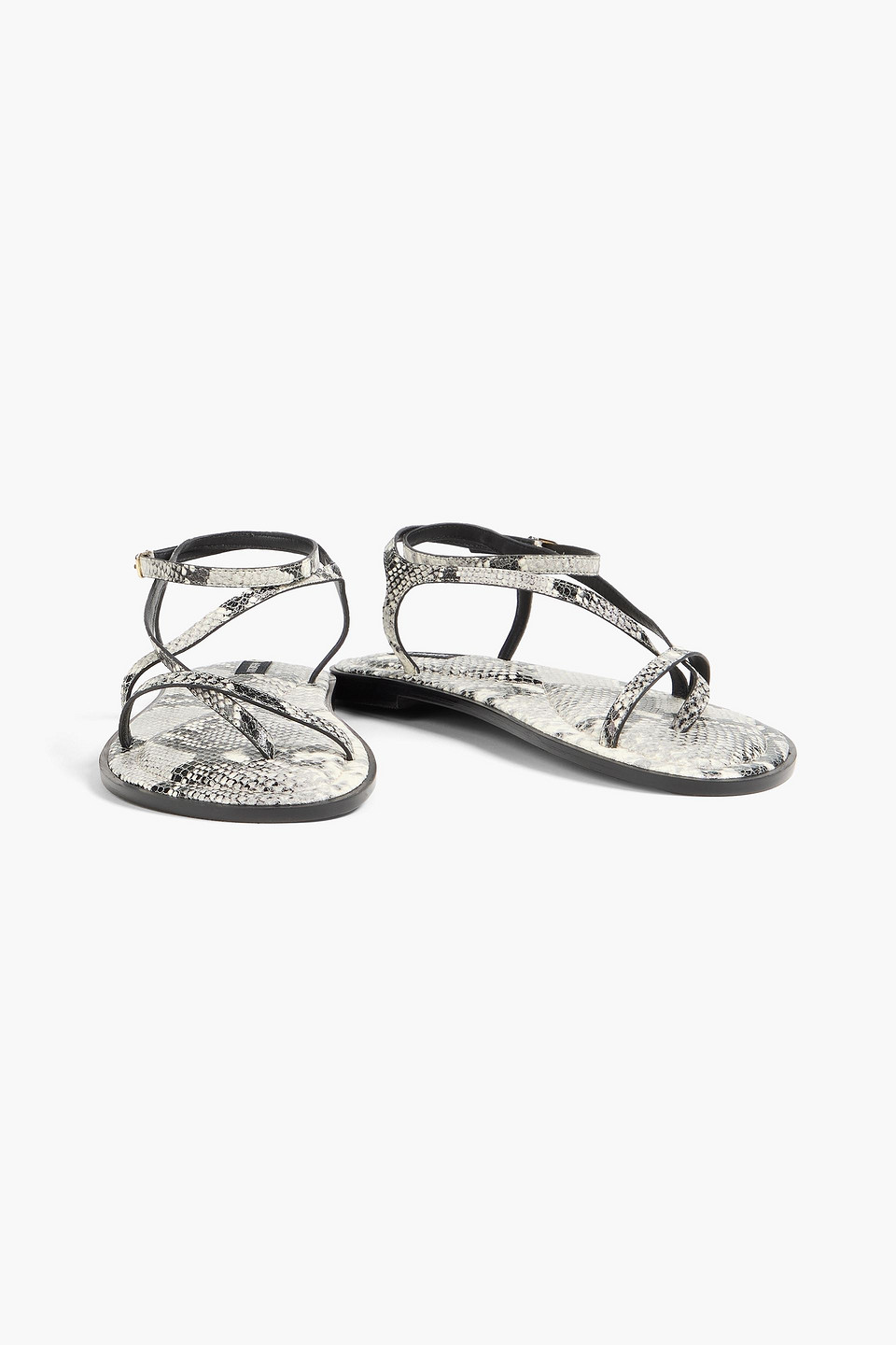  A.emery - Edna Snake-effect Leather Sandals - Animal Print - Eu 37 