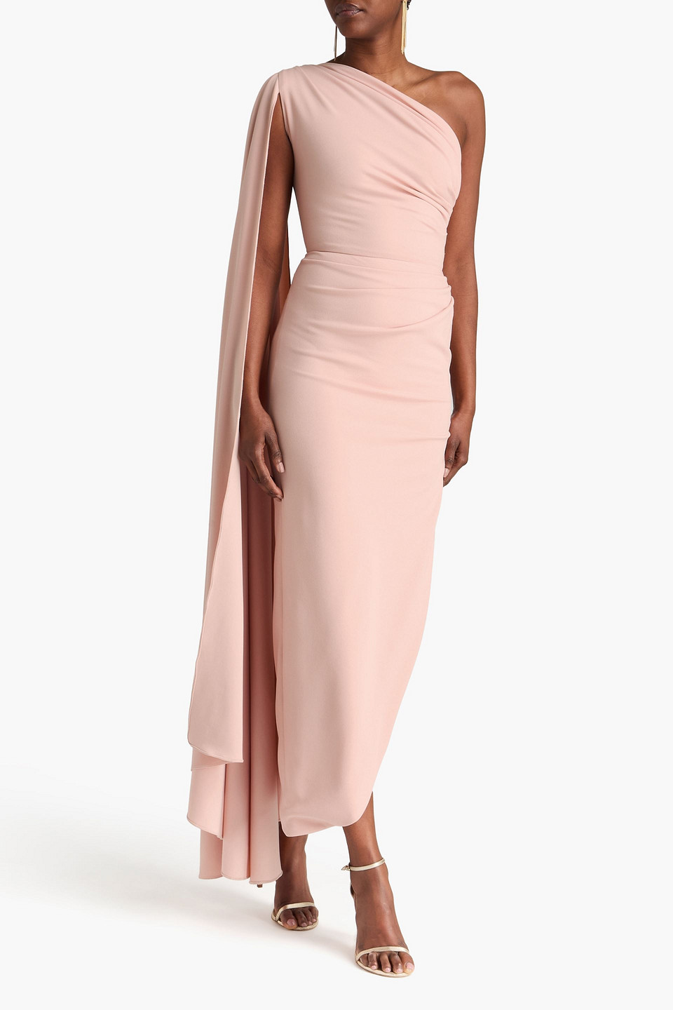  Rhea Costa - One-shoulder Draped Crepe Gown - Pink - It 46 