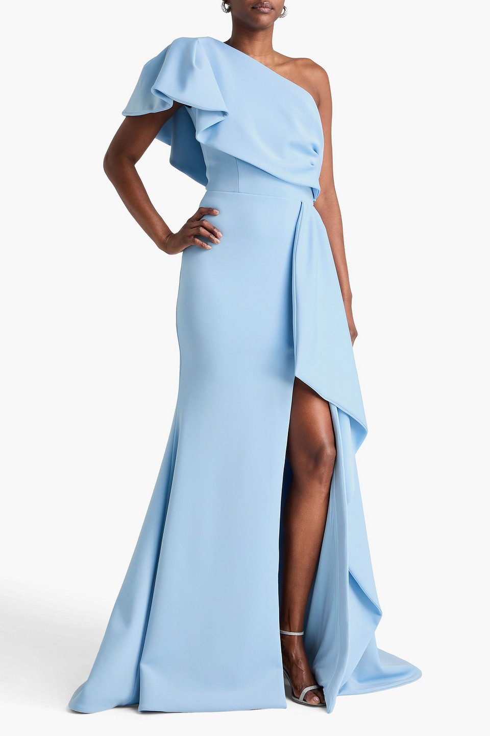  Rhea Costa - Drapierte Robe „rhisa“ Aus Glänzendem Twill Mit Asymmetrischer Schulterpartie - Blau - It 38 