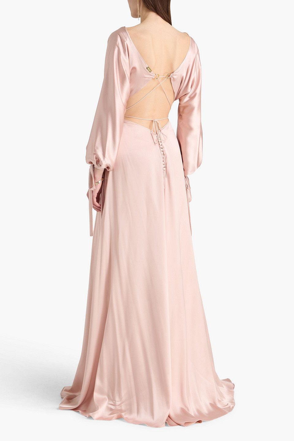  Rhea Costa - Wrap-effect Satin Gown - Pink - It 42 