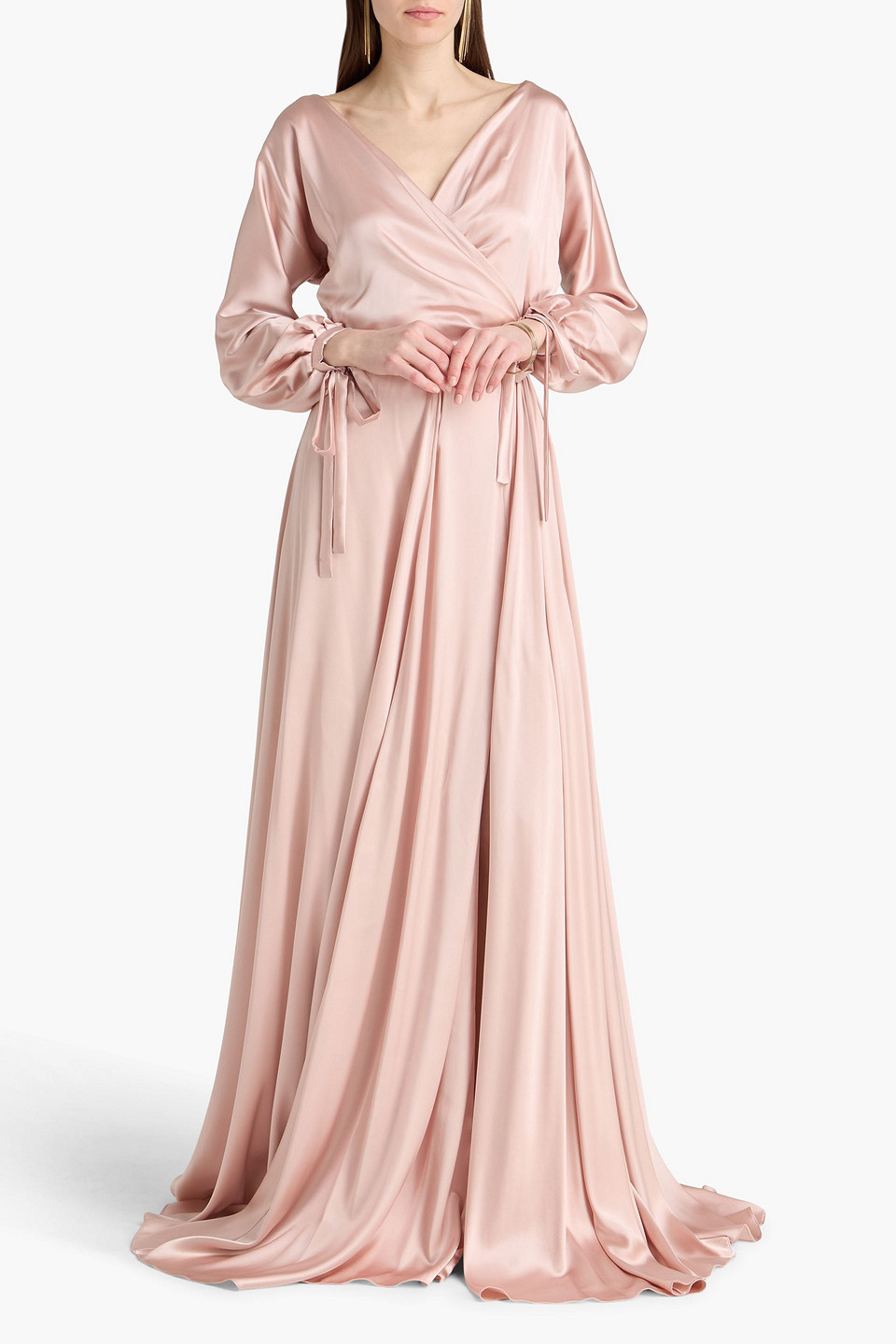  Rhea Costa - Wrap-effect Satin Gown - Pink - It 42 