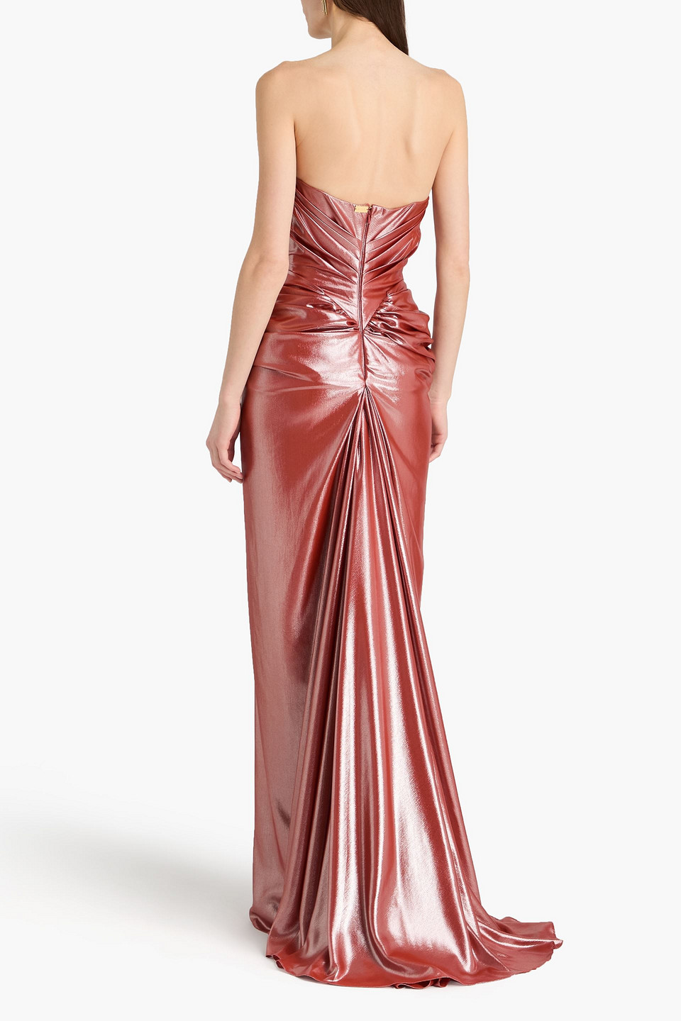  Rhea Costa - Zaira Strapless Ruched Lamé Gown - Red - It 40 
