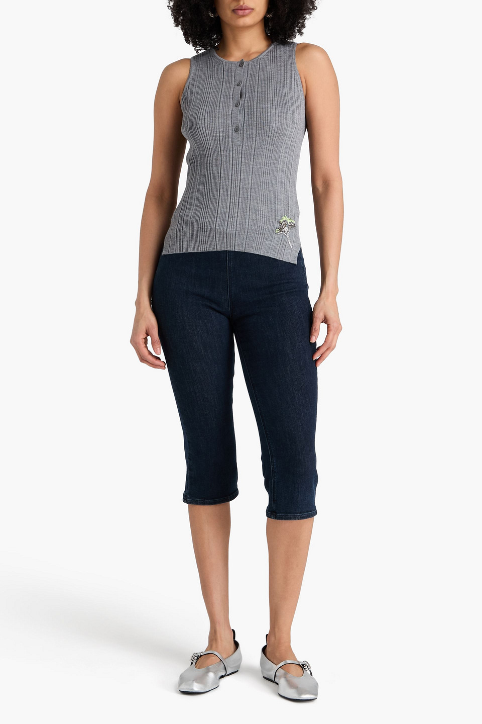  Erdem - Tanktop Aus Geripptem Woll-jersey - Grau - M 