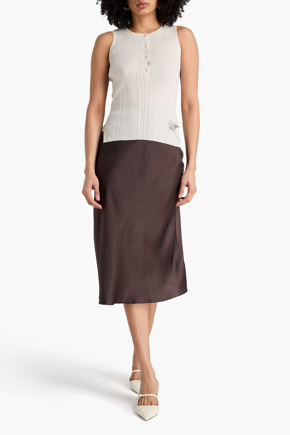 Erdem - Tanktop Aus Geripptem Woll-jersey - Weiß - M 