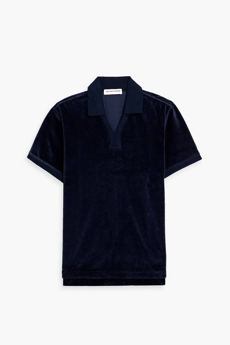 orlebar brown - clive cotton and linen-blend velour polo shirt - blue - xl