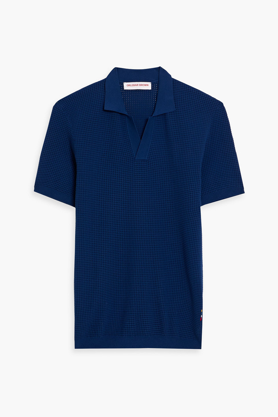 orlebar brown - roddy waffle-knit polo shirt - blue - s
