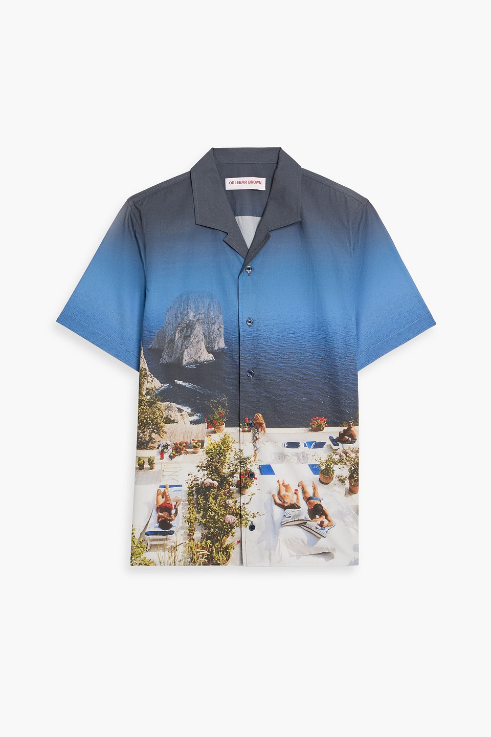 orlebar brown - hibbert printed cotton-poplin shirt - blue - m