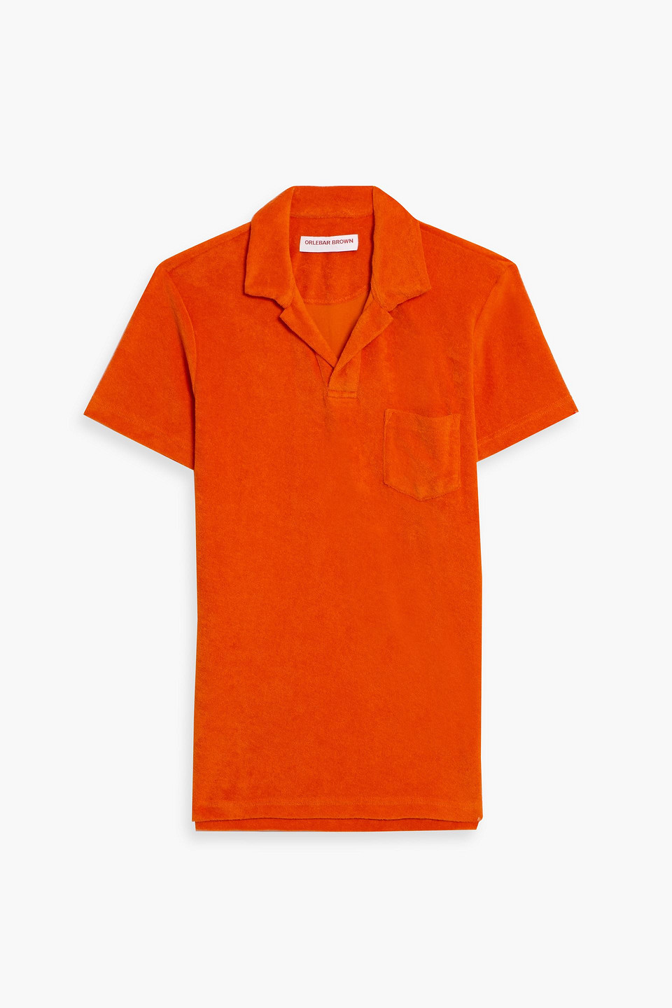 orlebar brown - cotton-terry polo shirt - orange - s