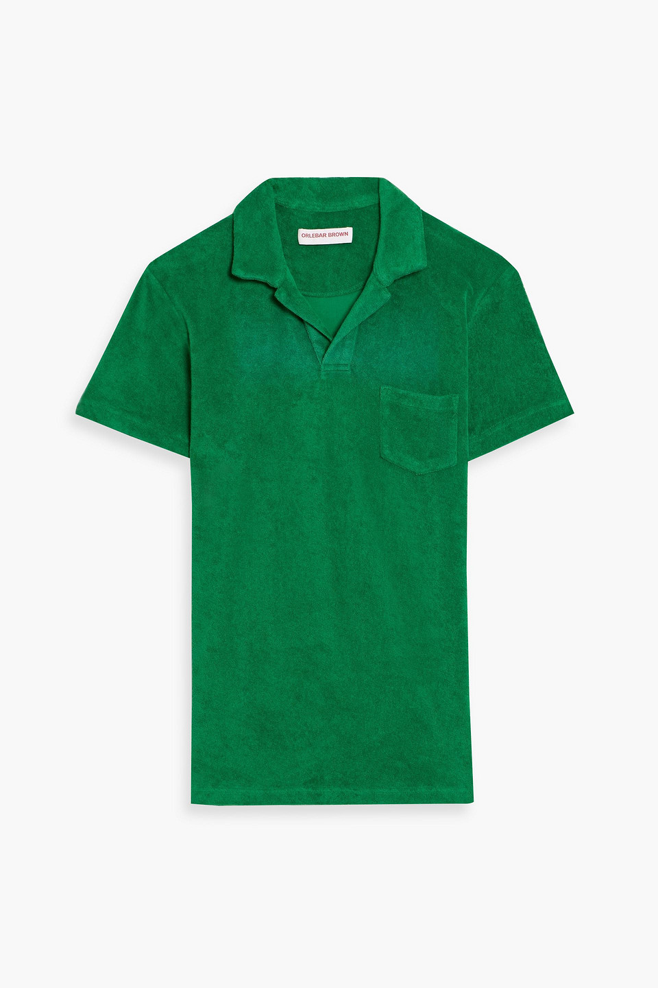 orlebar brown - cotton-terry polo shirt - green - l