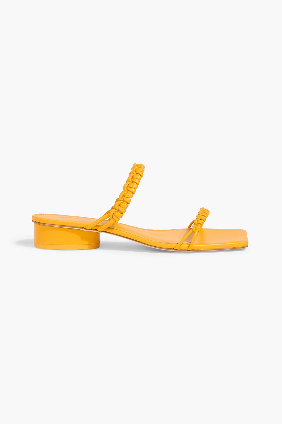 Cult Gaia Milo Woven Leather Mules In Yellow