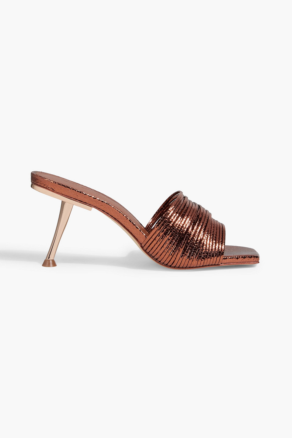 cult gaia - giana metallic lizard-effect leather mules - metallic - eu 37