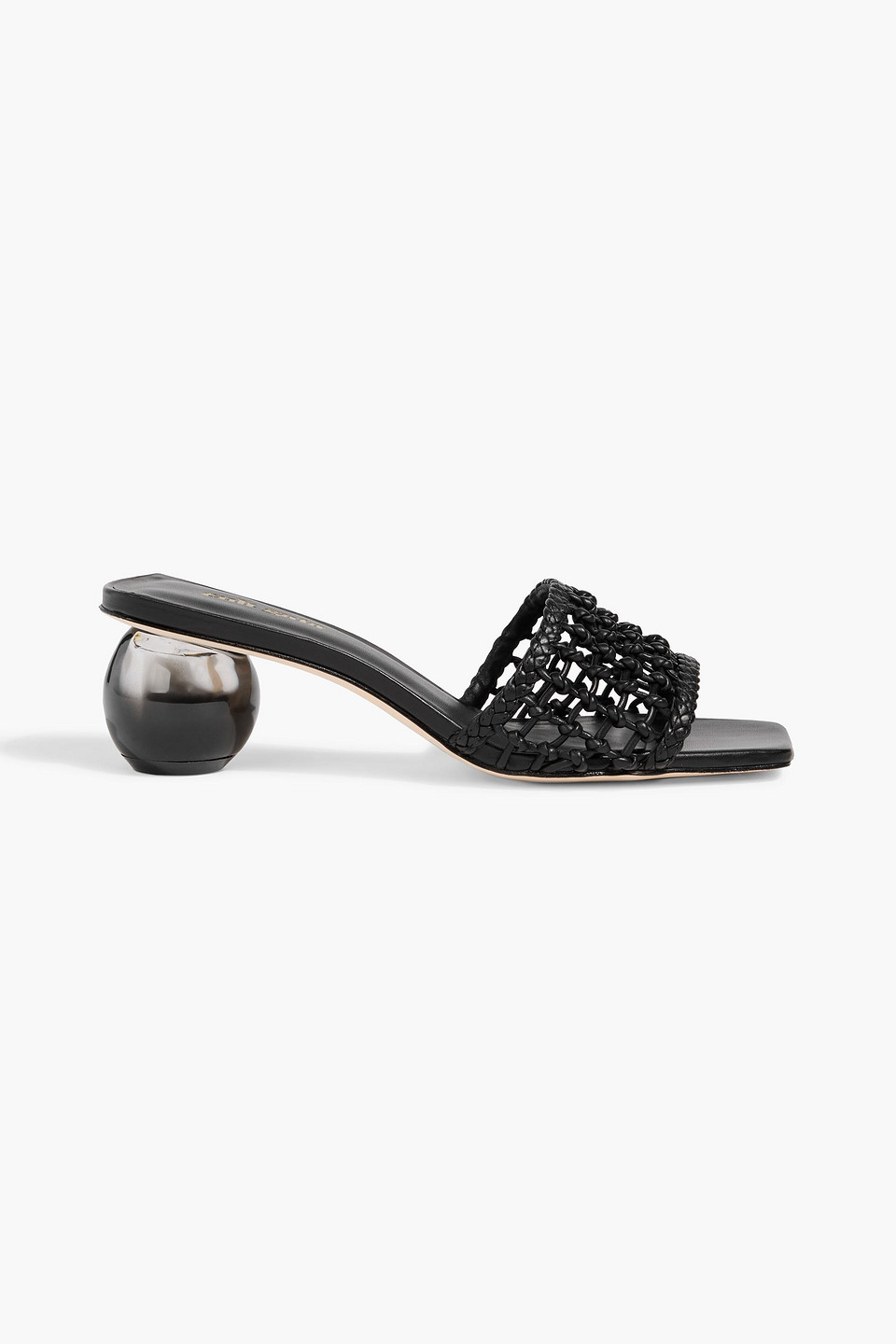 Cult Gaia Tao Woven Leather Mules In Black