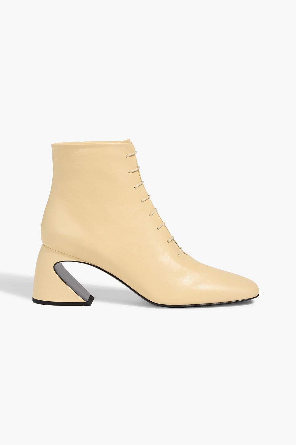 Jil Sander Lace-up Leather Ankle Boots In Neutral