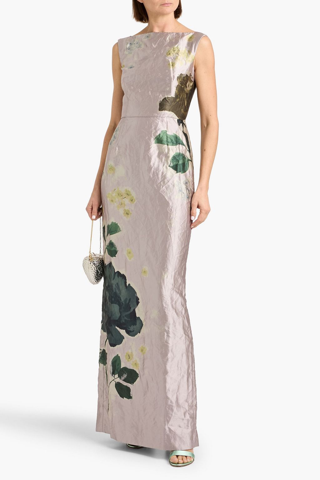 ERDEM Floral-print crinkled-satin gown | THE OUTNET