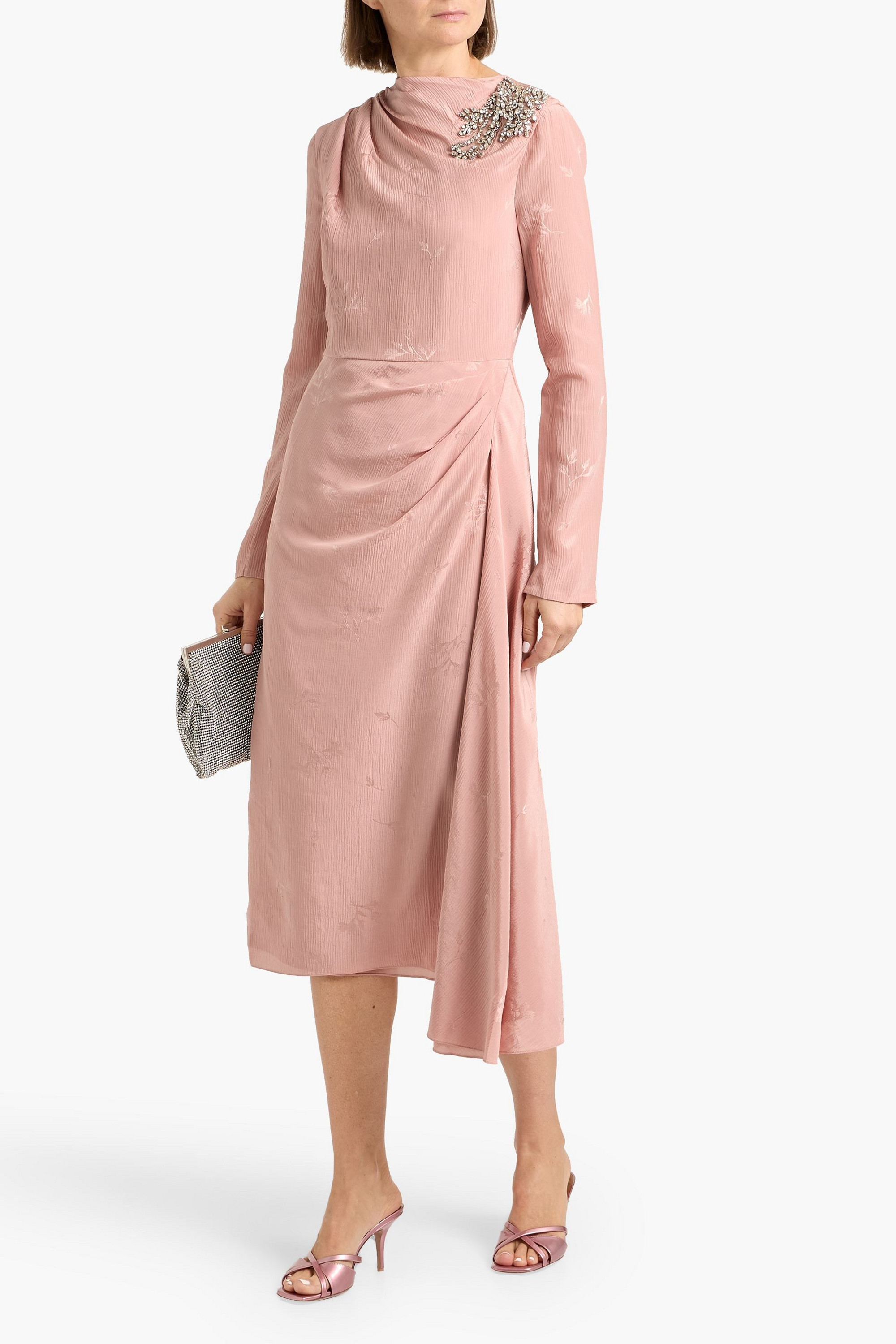 Erdem Crystal-embellished silk and cotton-blend jacquard midi dress