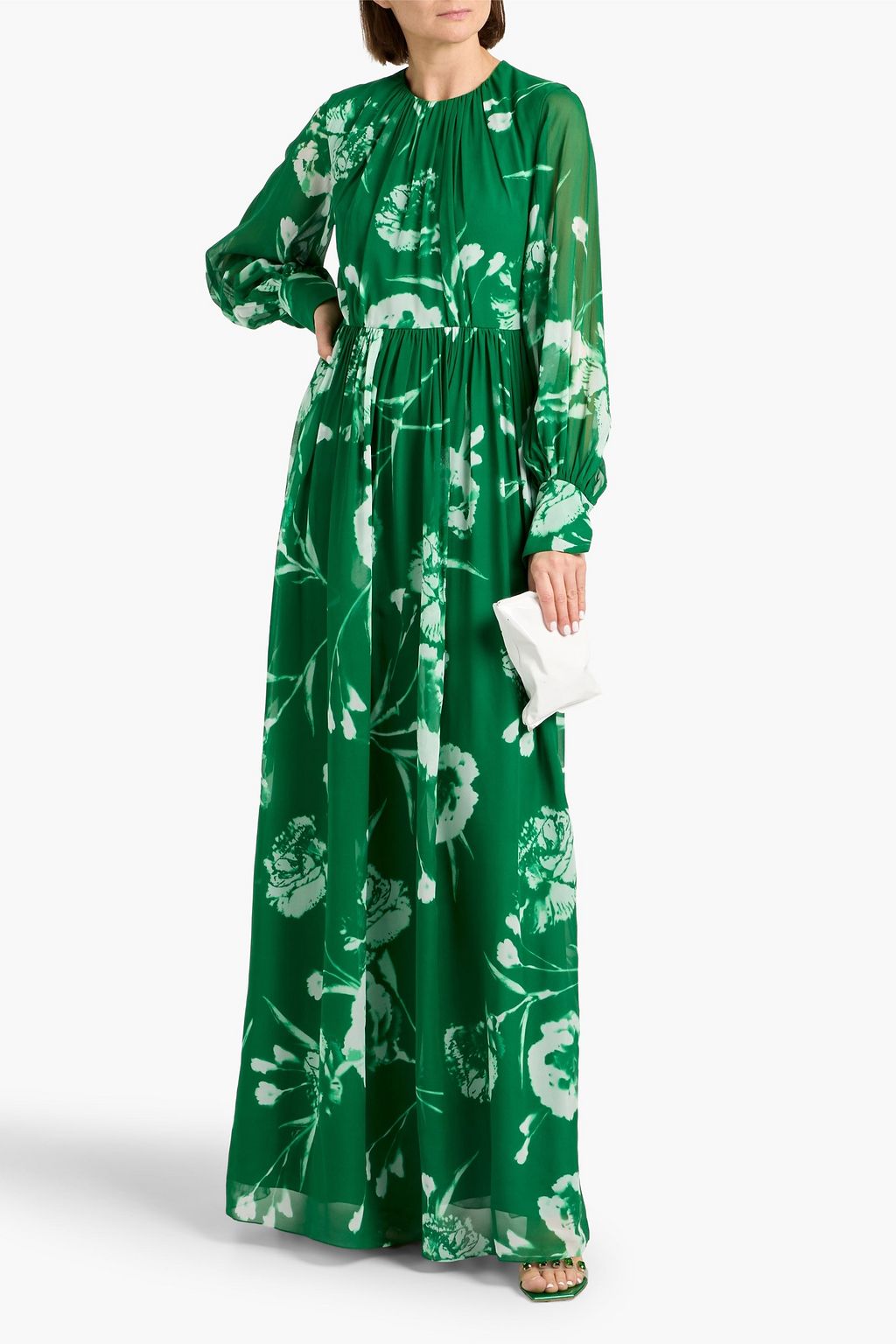 green emerald velvet dress Erdem  Erdem Floral Motif Midi Dress in Barcelona or Shop Online Mujer  721-000302 01