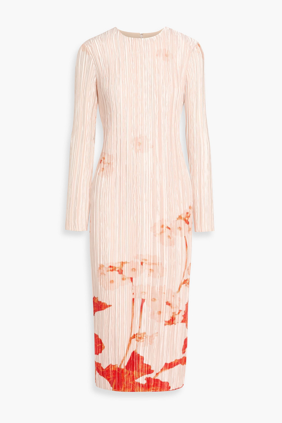 erdem - floral-print plissé-satin midi dress - pink - uk 8