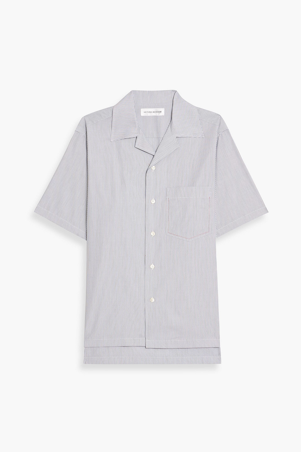 victoria beckham - striped cotton-poplin shirt - blue - uk/au 6