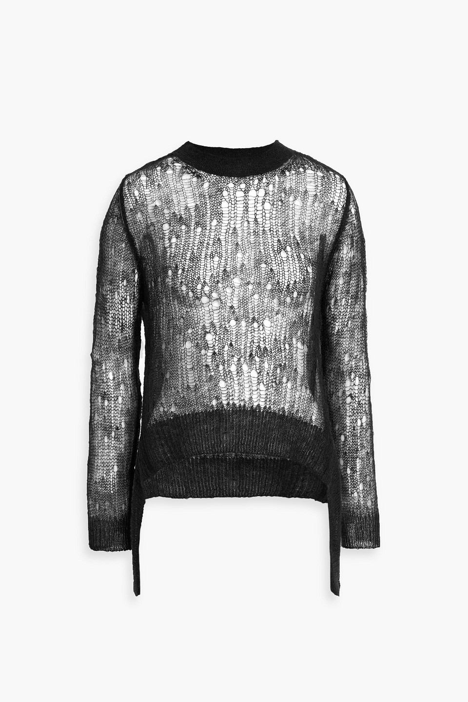 Simone Rocha Open-knit Mohair-blend Top In Black