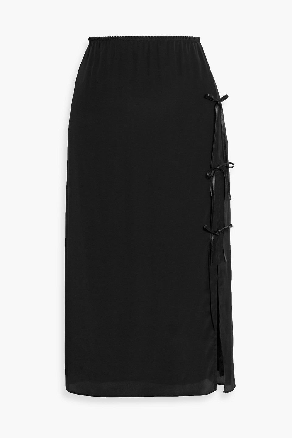 Simone Rocha Bow-detailed Crepe De Chine Midi Skirt In Burgundy