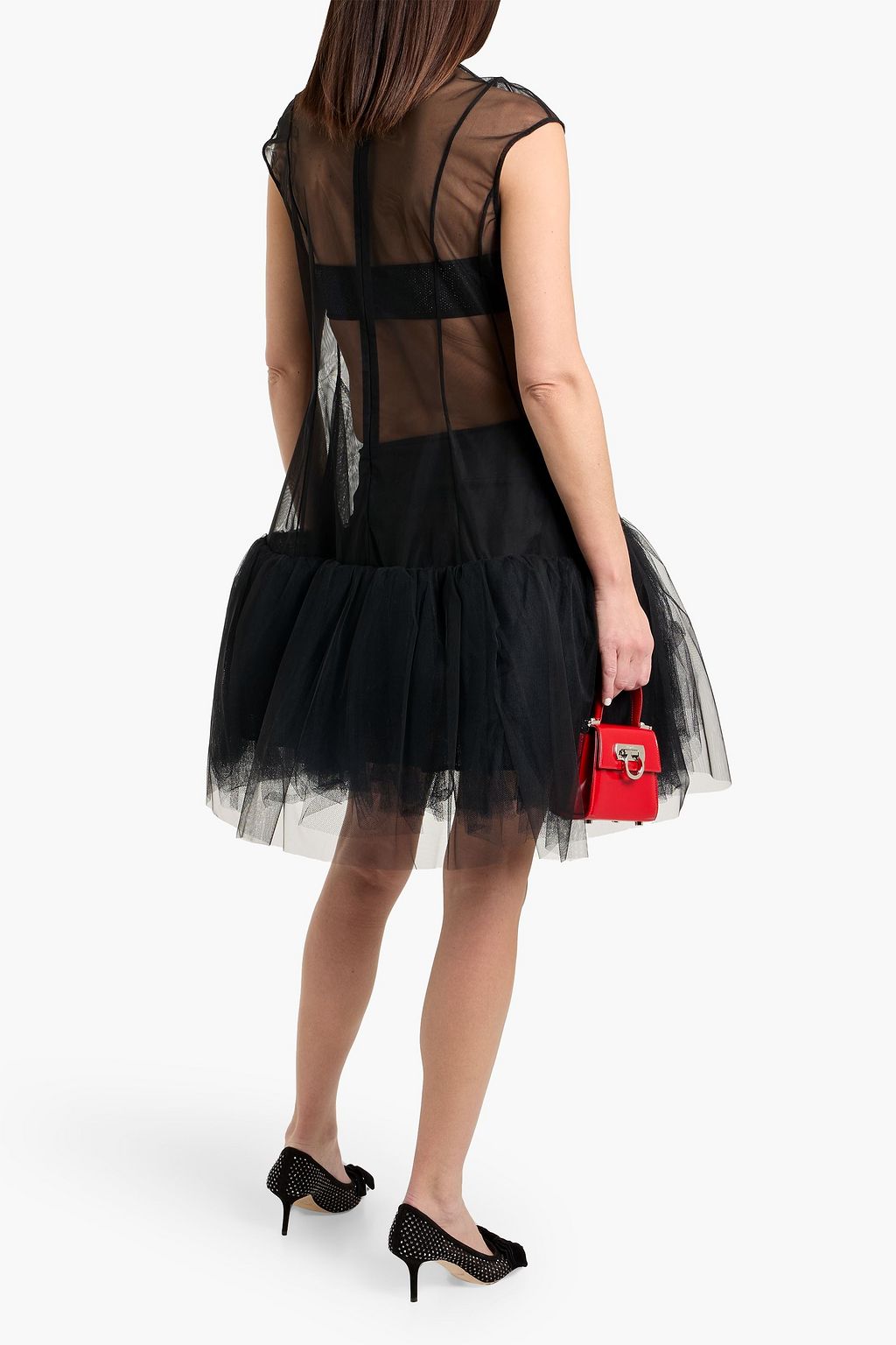 simone rocha black dress Simone Rocha Black Unbounded Ribbon Dress Black 74231254