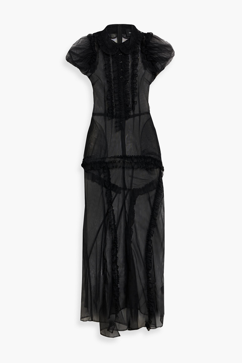 Simone Rocha Ruffled Tulle Midi Dress In Black