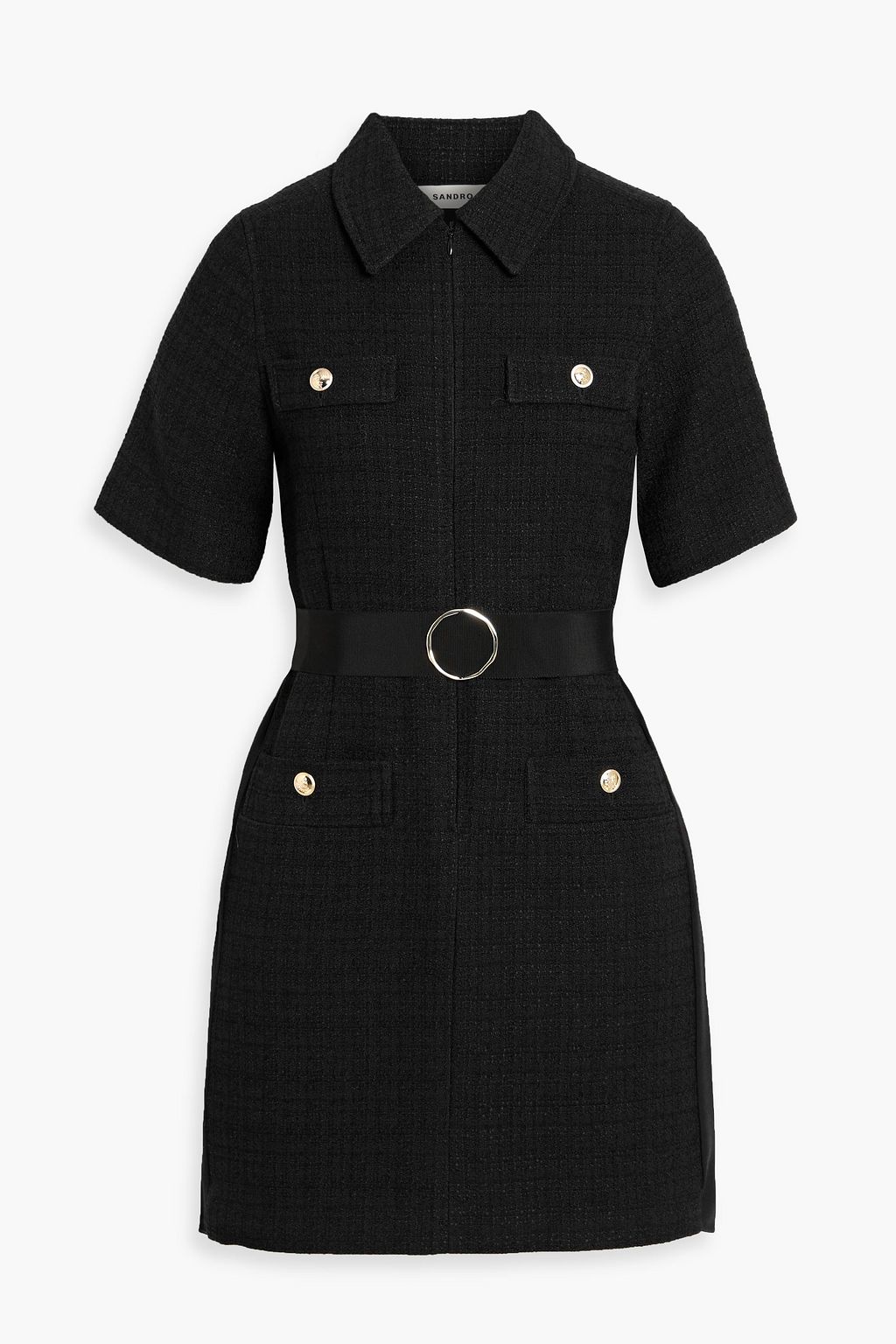 Sandro Tweed Mini Dress - Black - 40