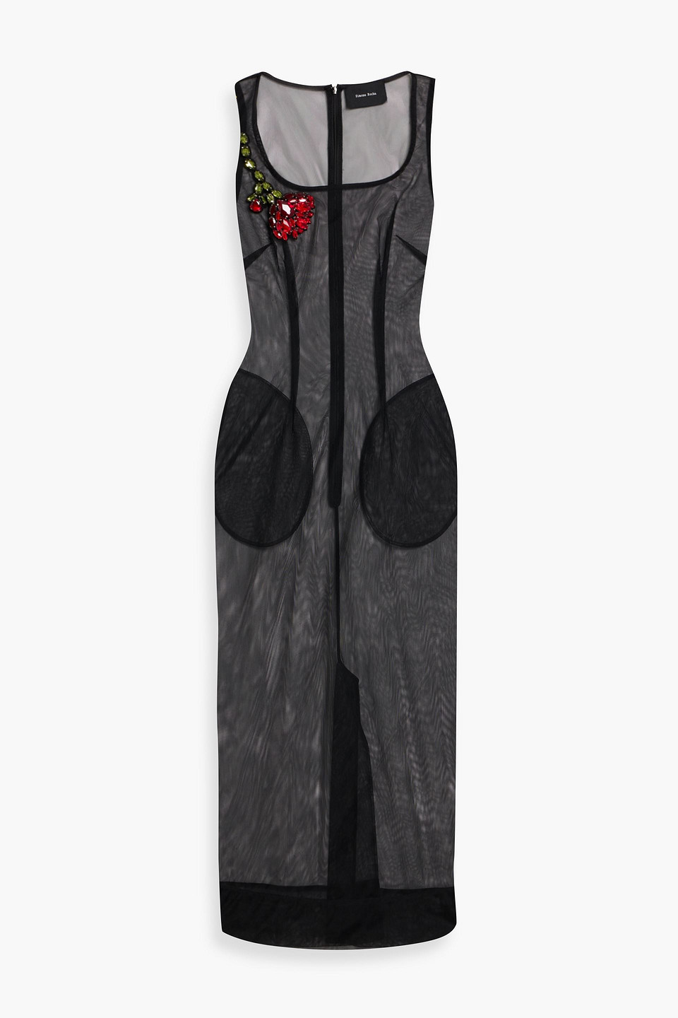 Simone Rocha Crystal-embellished Tulle Midi Dress In Black