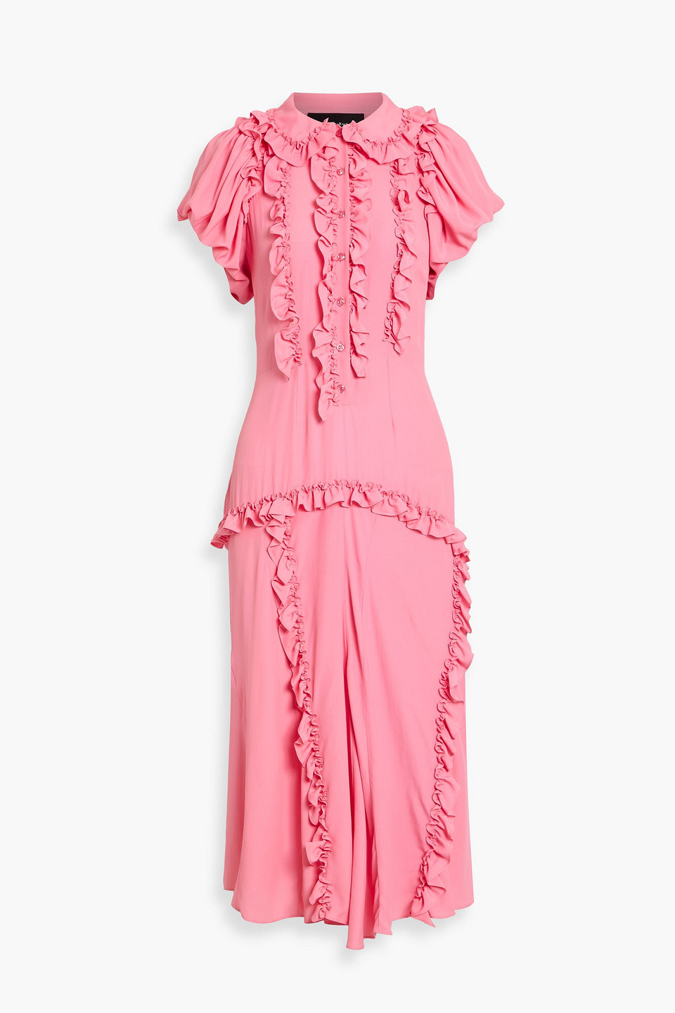 simone rocha - ruffled crepe mid dress - pink - uk 8