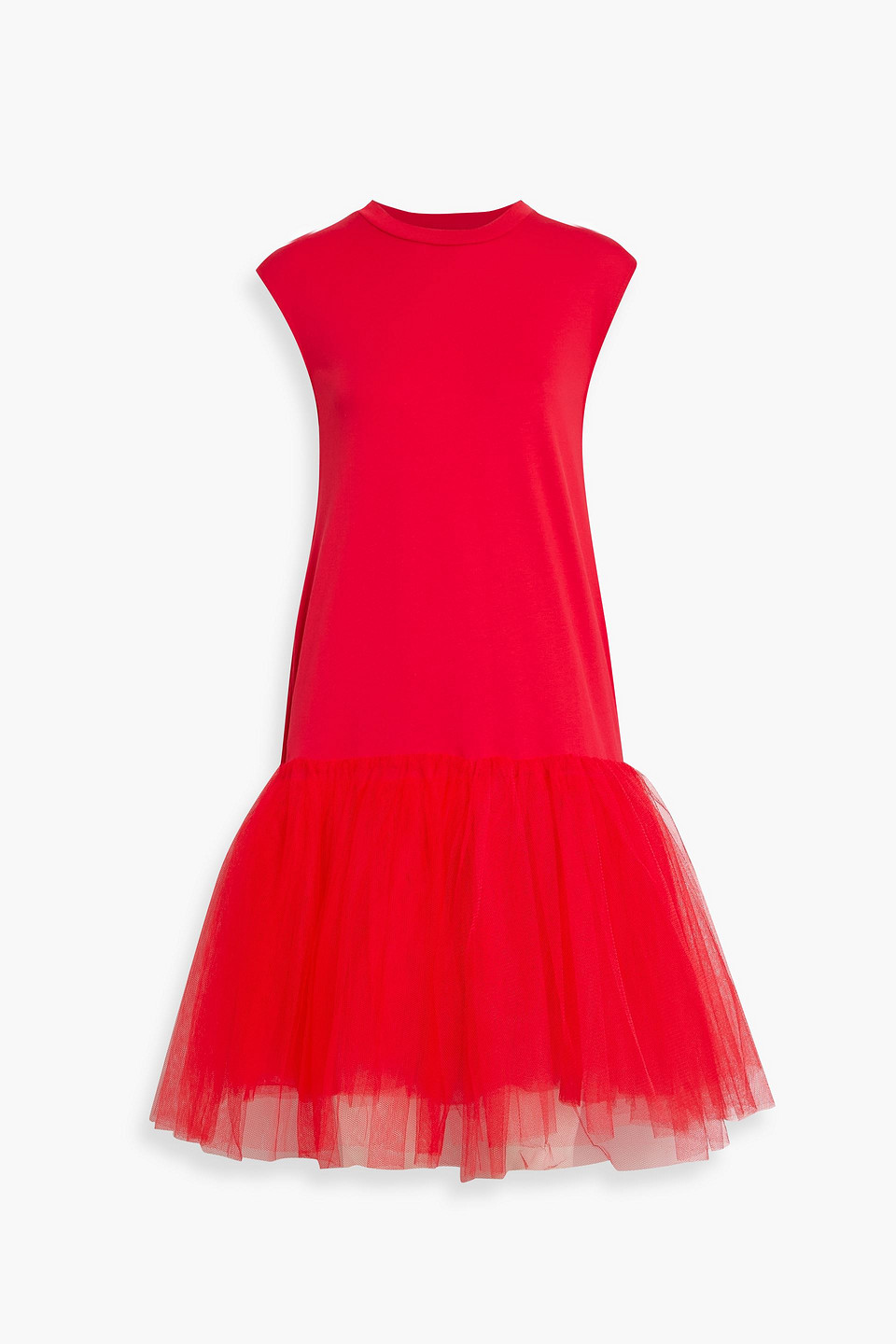 simone rocha - tulle and cotton-jersey dress - red - xs