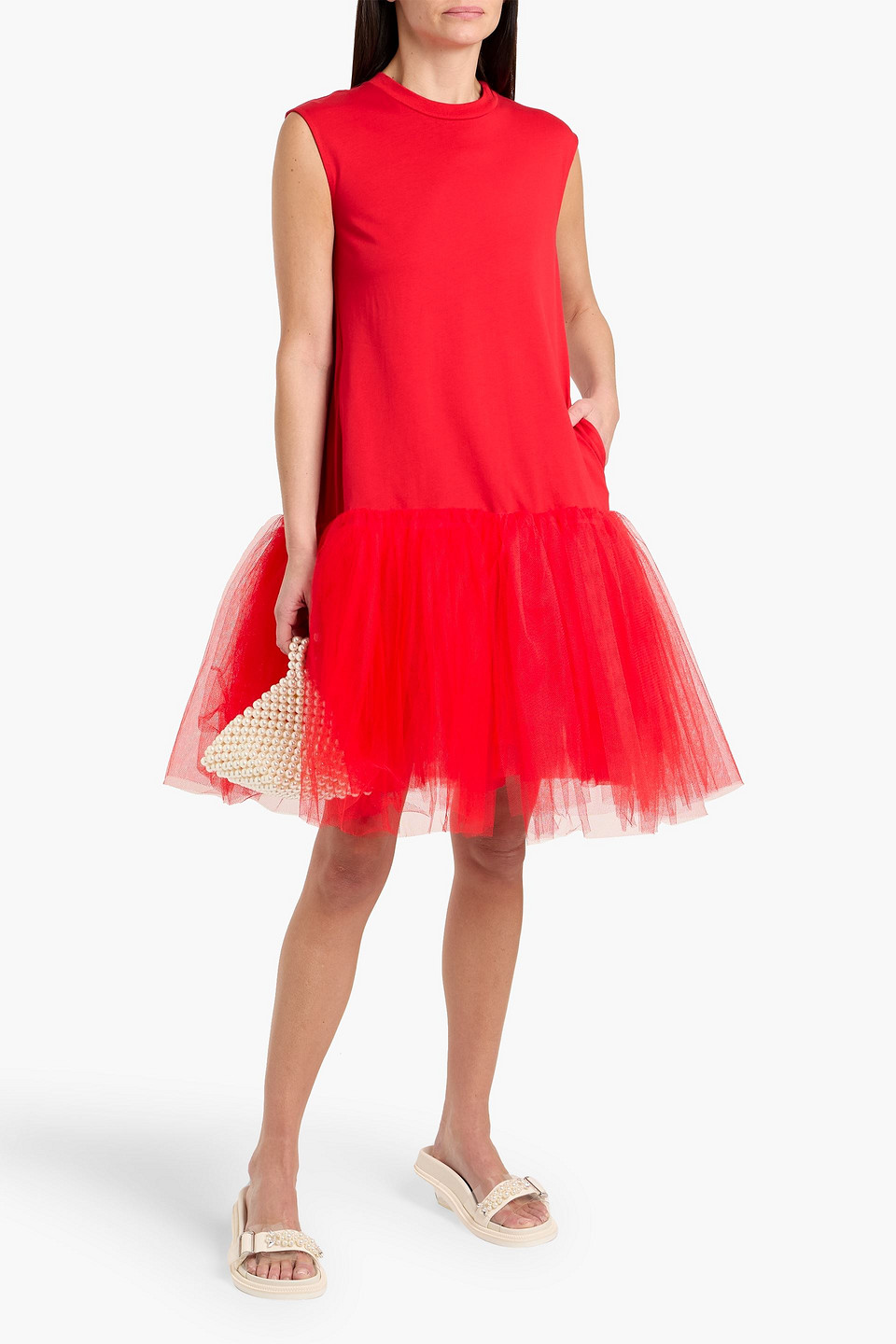  Simone Rocha - Kleid Aus Baumwoll-jersey Und Tüll - Rot - Xs 