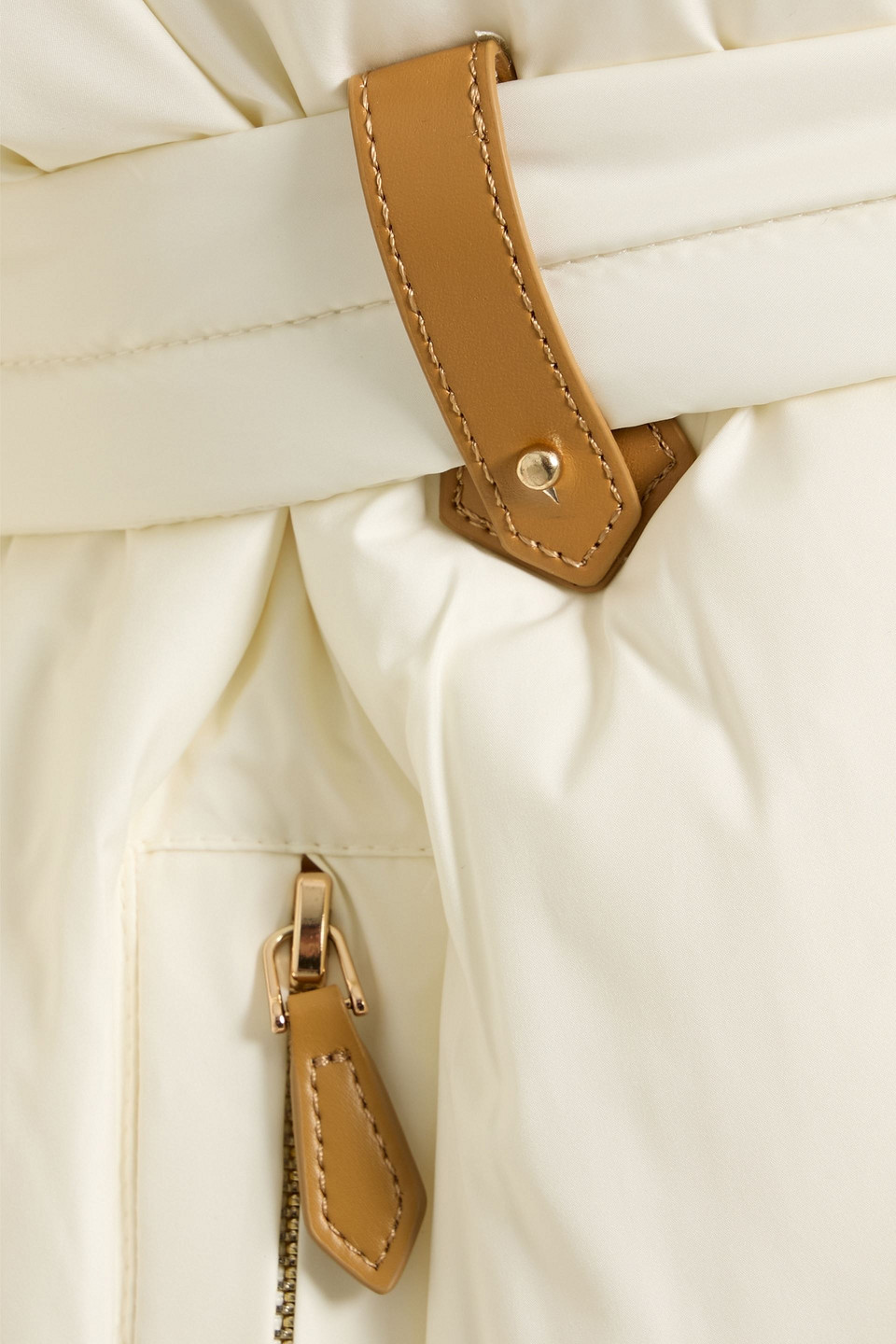 Sandro Belted Quilted Shell Coat In Neutral