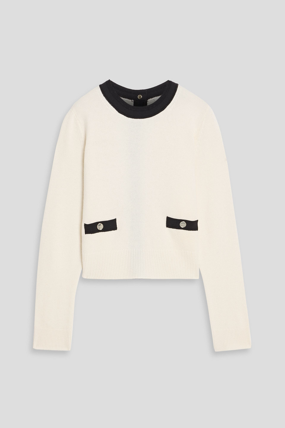 Sandro Two-tone Wool And Cashmere-blend Sweater In White