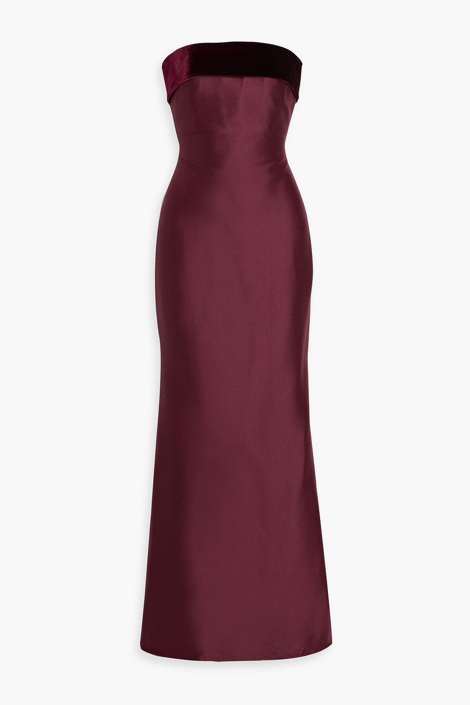 badgley mischka - strapless satin-twill gown - burgundy - us 4