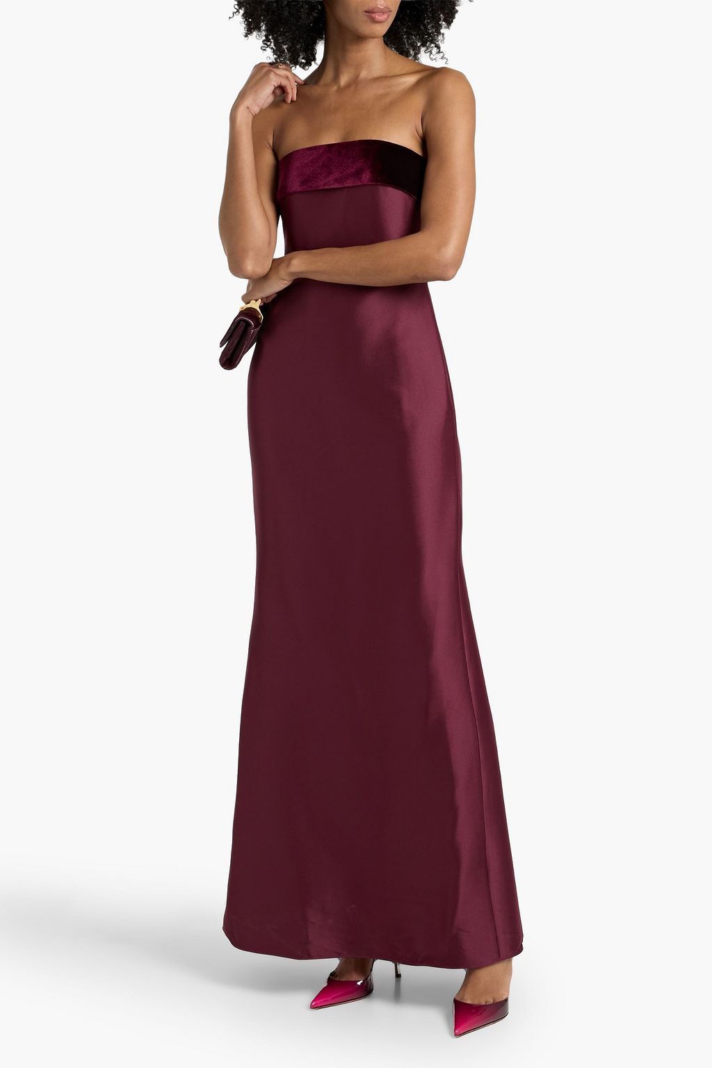 badgley mischka burgundy dress Badgley Mischka Burgundy Chiffon Long Sleeve Black Crepe Event Dress size 20