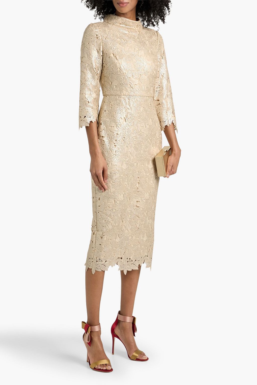 green emerald velvet dress Silky Satin Midi Gold main image 1