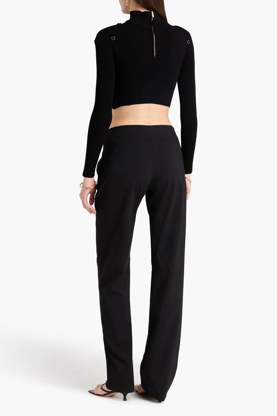  Jacquemus - Cropped Rollkragenpullover Aus Rippstrick Mit Halblangem Reißverschluss - Schwarz - Fr 36 
