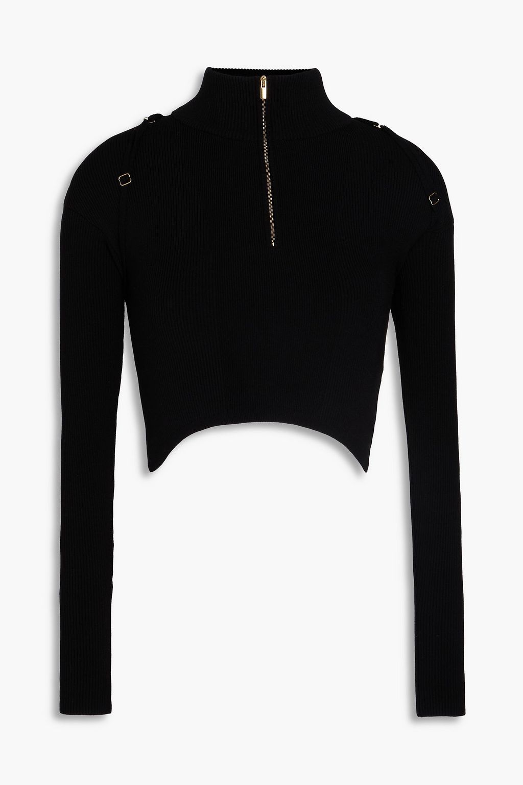トップス RNPP517523 JACQUEMUS Cropped ribbed-knit half-zip turtleneck sweater | THE OUTNET