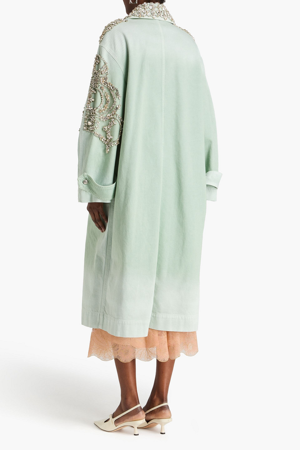  Erdem - Crystal-embellished Denim Coat - Green - L 