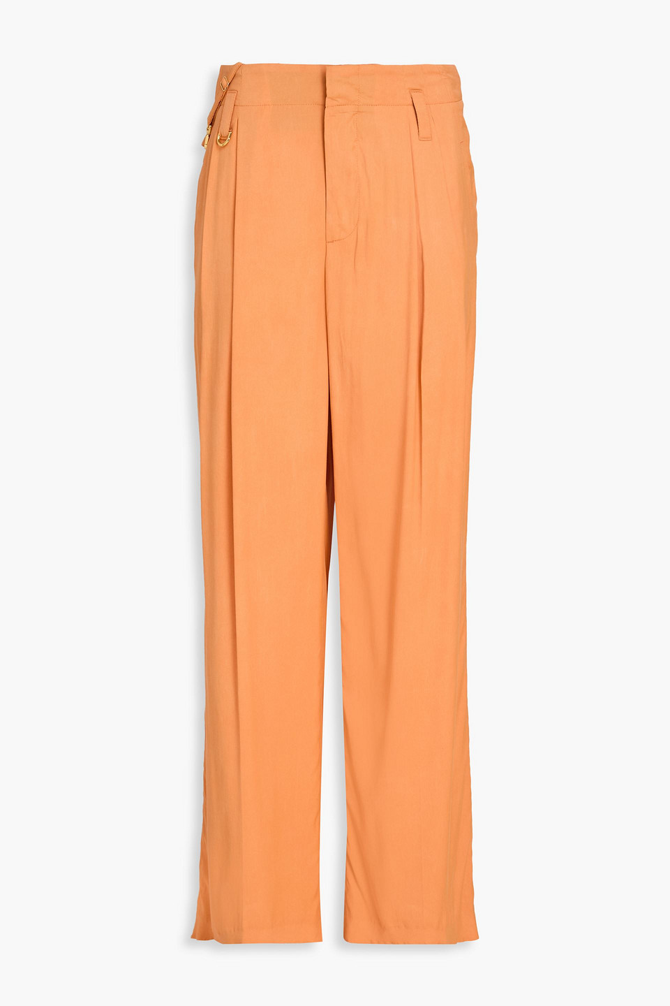 Jacquemus Nottie Pleated Woven Wide-leg Pants In Orange