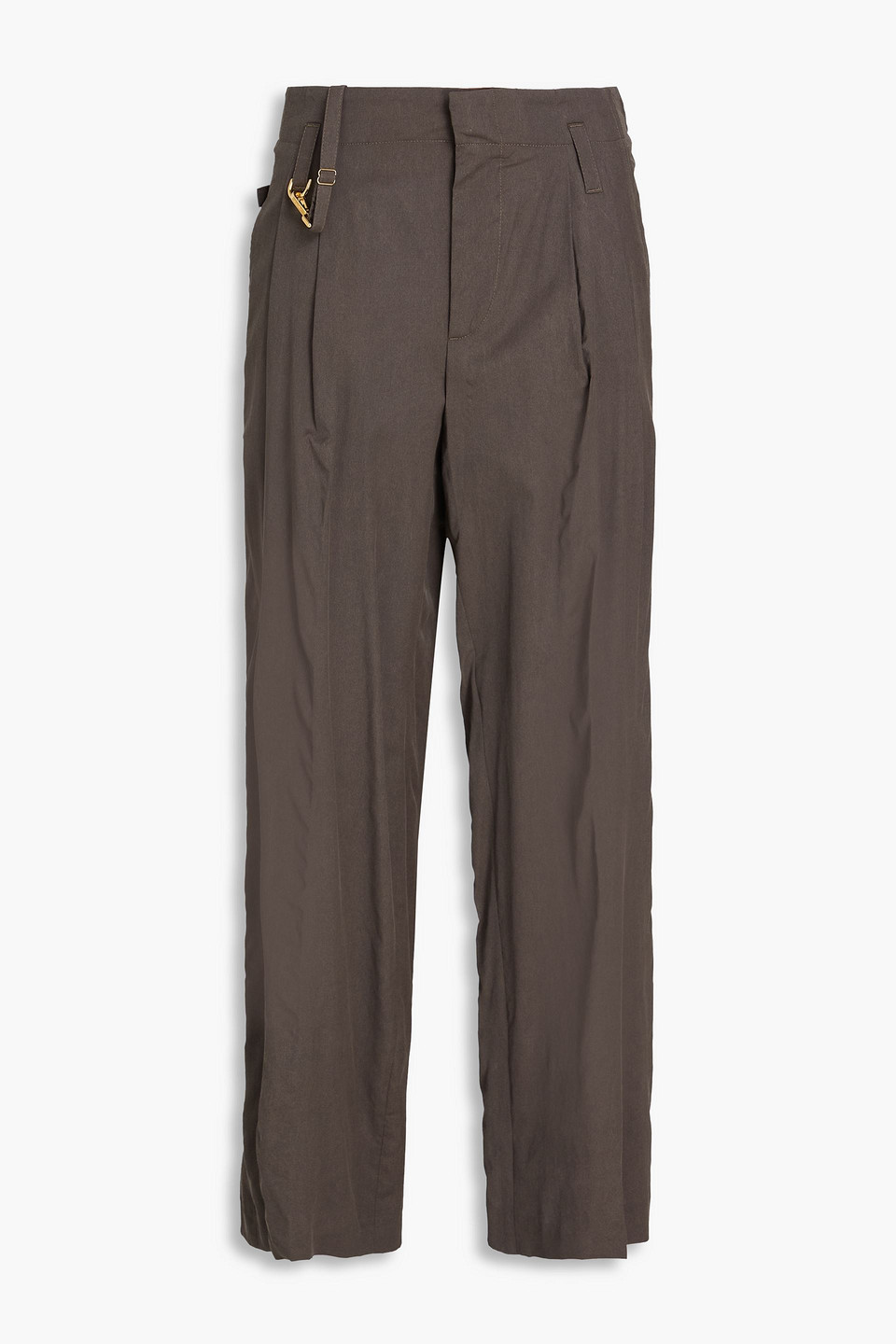 Jacquemus Nottie Pleated Woven Wide-leg Pants In Green