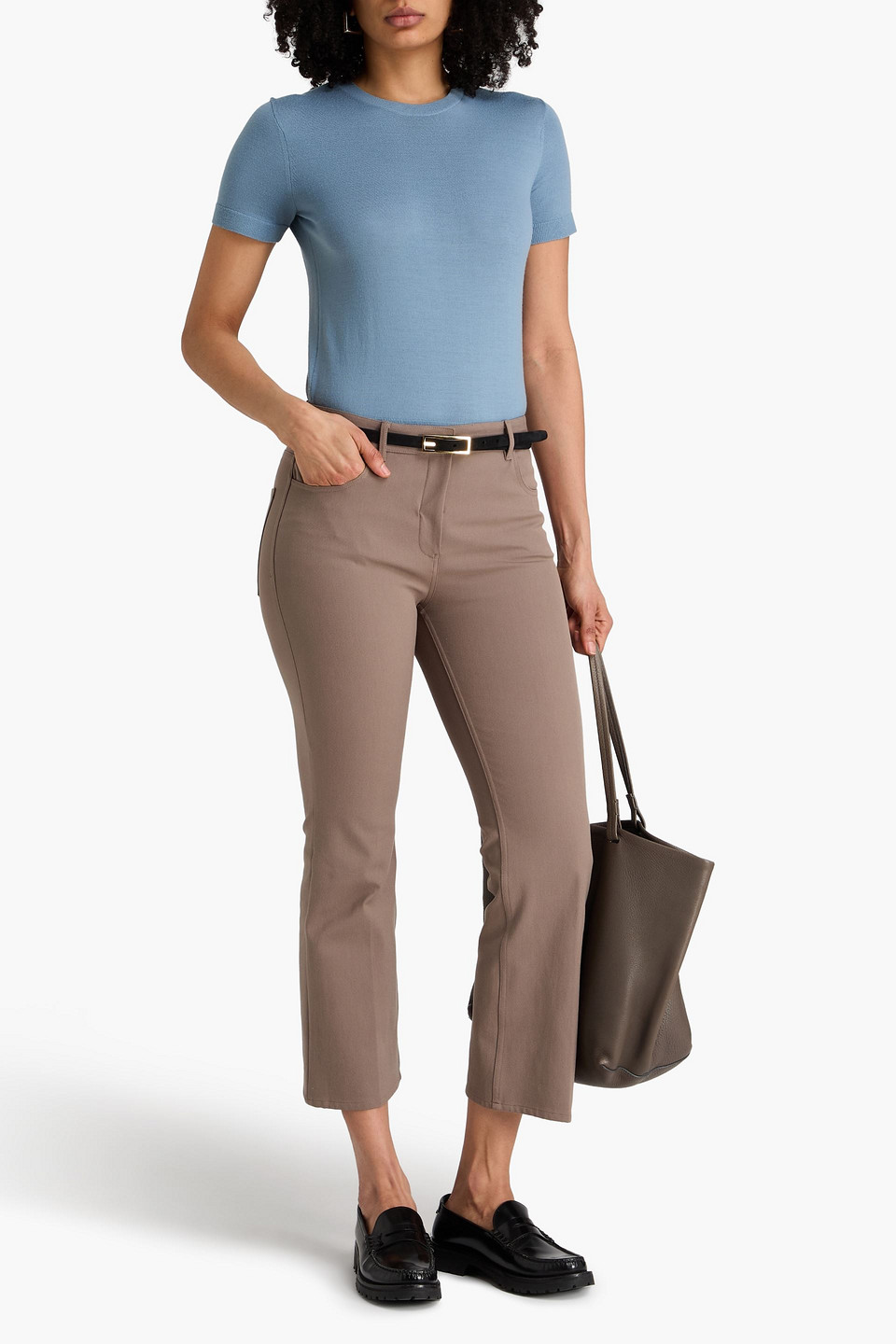  Theory - Cropped Cotton-blend Bootcut Pants - Neutral - Us 00 