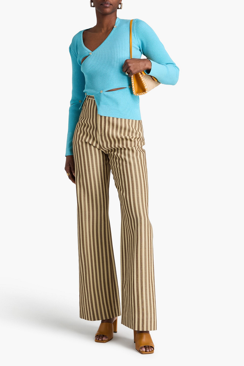  Jacquemus - Oberteil Aus Rippstrick Mit Cut-outs Und Zierknöpfen - Blau - Fr 32 