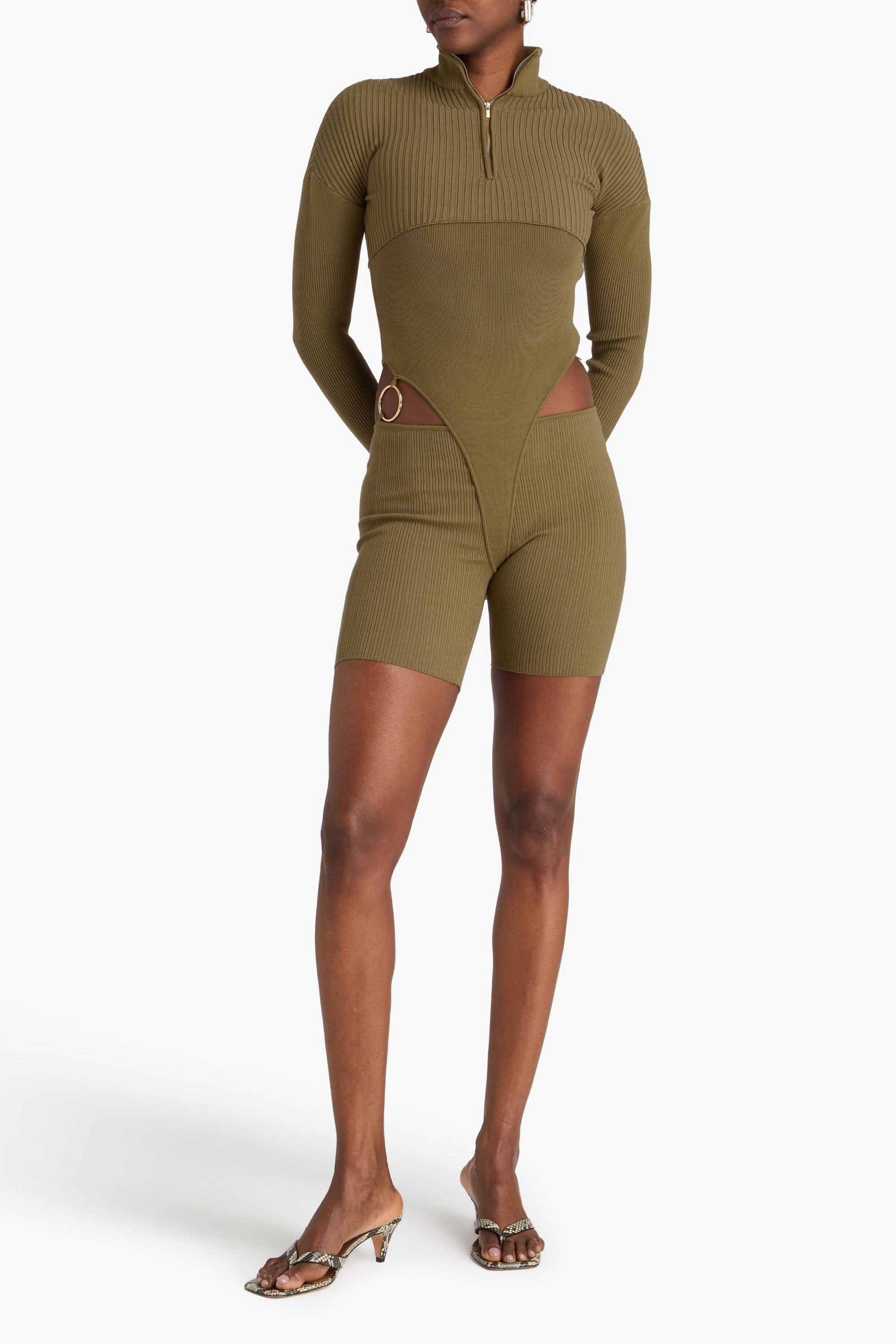 Jacquemus Bormio cutout ribbed-knit playsuit