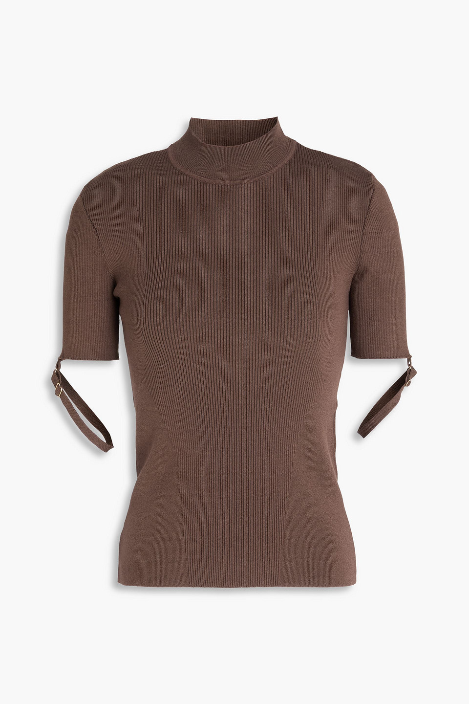 Jacquemus Torre Ribbed-knit Turtleneck Top In Brown