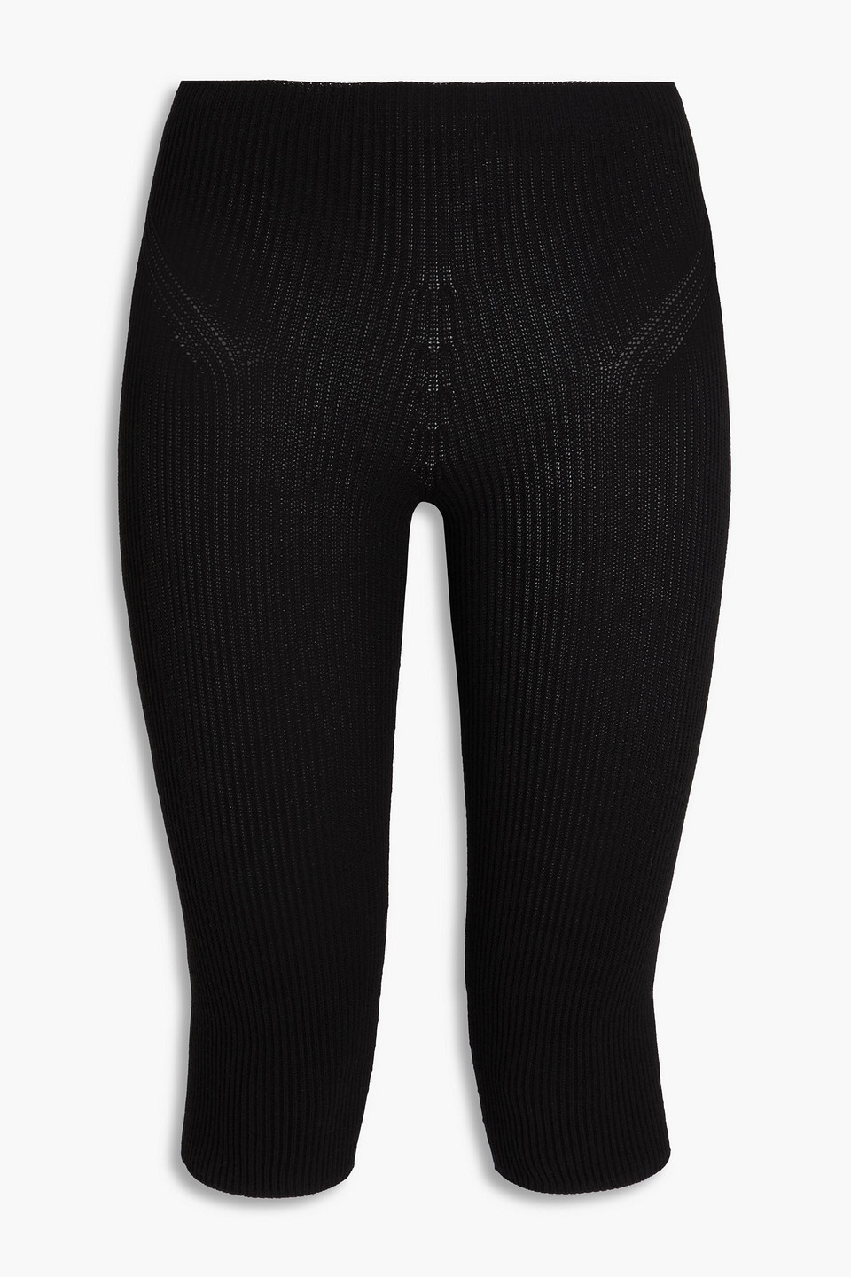 Jacquemus Arancia Cropped Ribbed-knit Leggings In Black