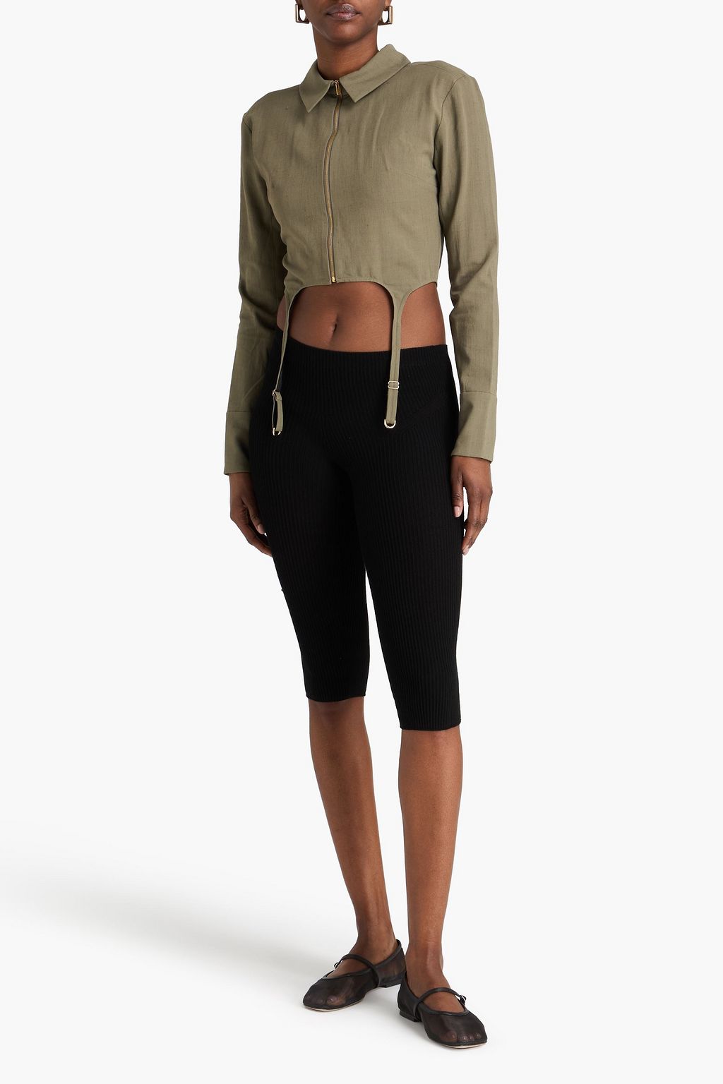 JACQUEMUS Arancia cropped ribbed-knit leggings | THE OUTNET