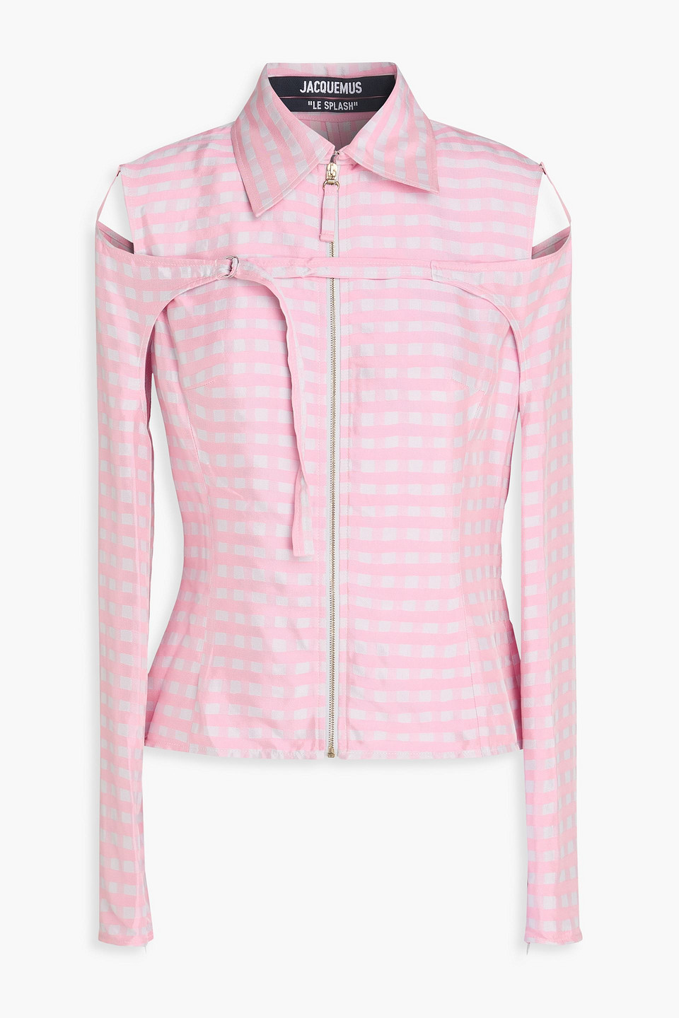 jacquemus - morango convertible gingham jacquard top - pink - fr 34