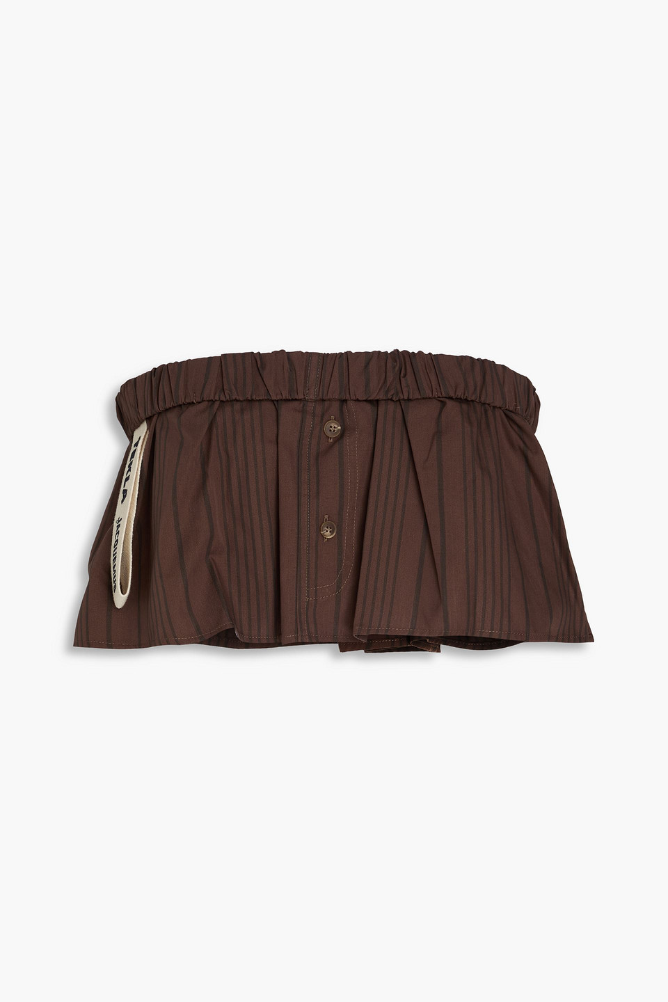jacquemus x tekla - strapless cropped striped cotton-poplin top - brown - xs